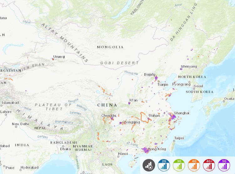 China Unicom 4G/5G coverage in China