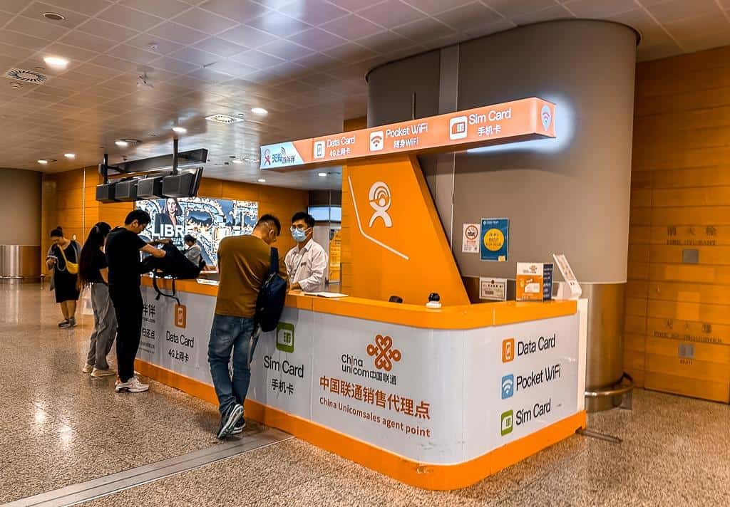 Unicom SIM Card counter at PVG